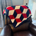 Hand Crocheted Afghan Blanket 84x60 Vintage Handmade Throw Large Knit Blanket