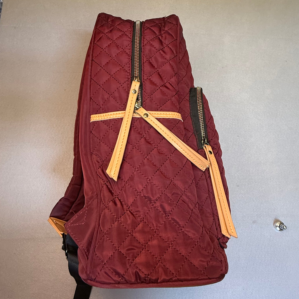 Adrienne Vittadini Quilted Backpack – Burgundy