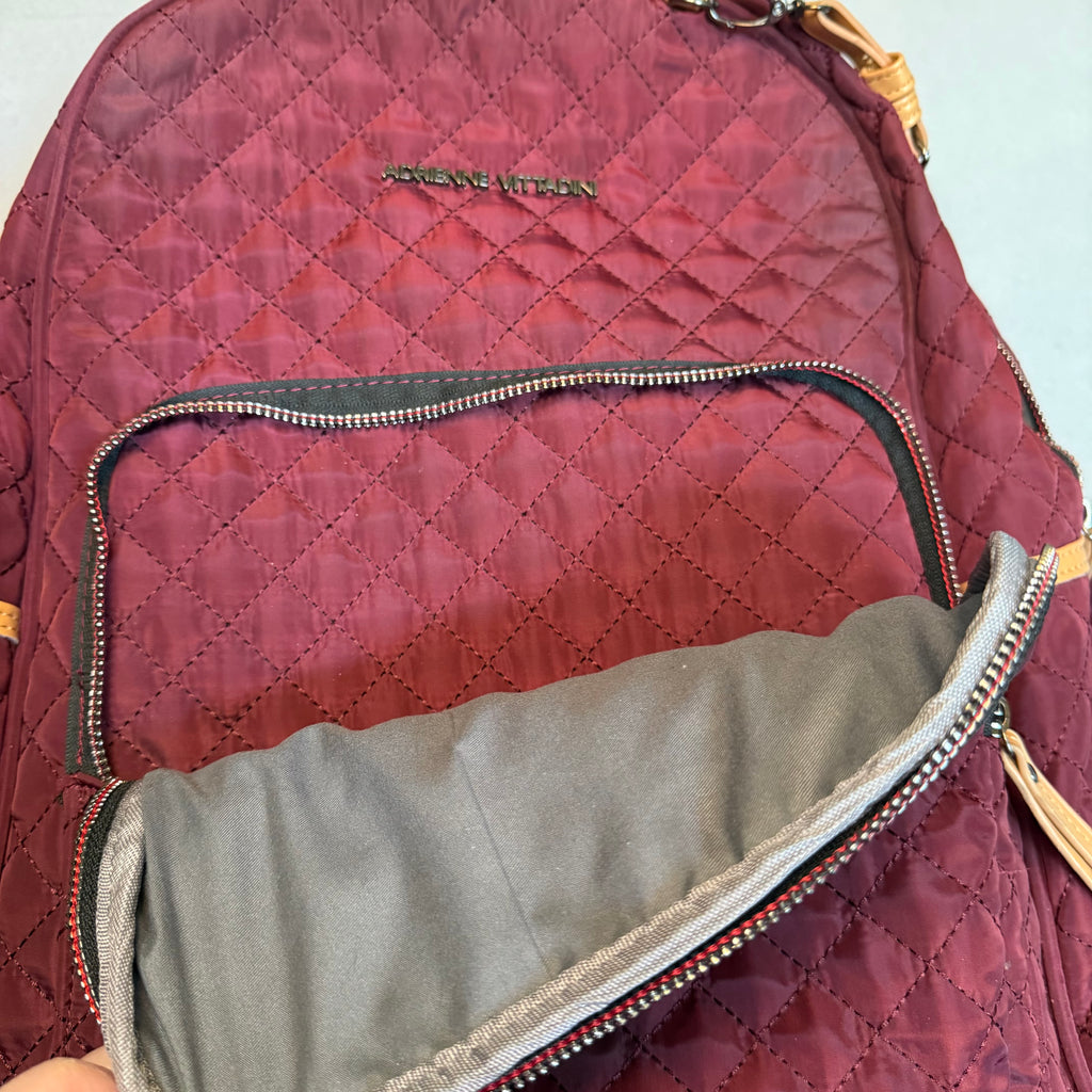 Adrienne Vittadini Quilted Backpack – Burgundy
